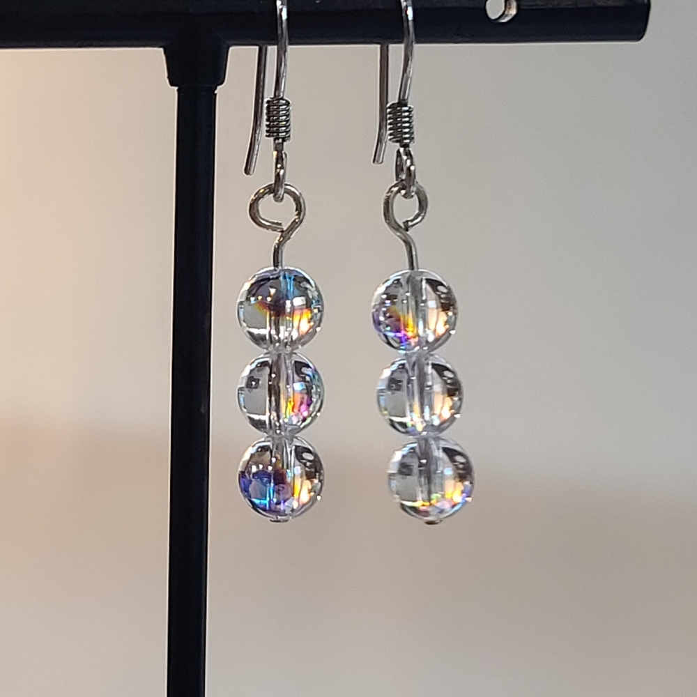 Black Rain Designs Irridecent Bubble Dangle Earrings 1.5" inches